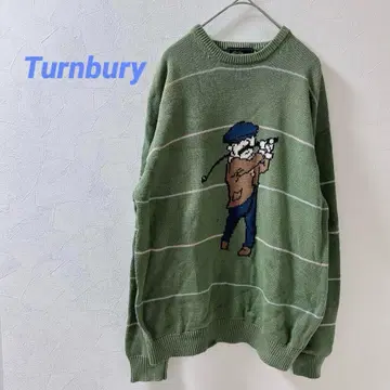 턴베리 그린 긴팔 니트 골프 M 빈티지