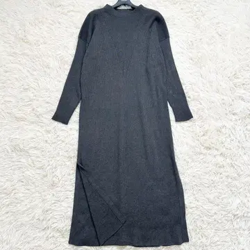 어도어 근년 릴랙스 리브 니트 원피스 맥시 길이 다크 그레이 M