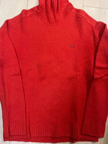 LACOSTE 레드 터틀넥 스웨터 M 라코스테