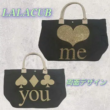 LALACUB 라라큐브 양면 디자인 미사용 토트백 / 블랙 x 베이지