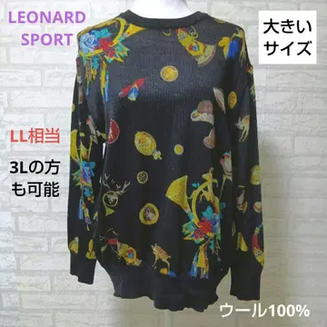 LEONARD SPORT 컬러풀 프린트 긴팔 니트 울 100%