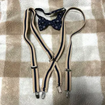 (미사용에 가까움) 나비 넥타이 서스펜더 세트