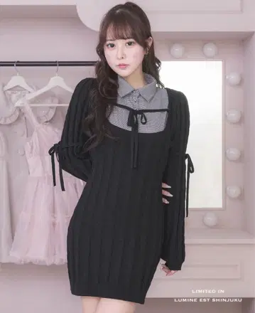 pium 레이어드 케이블 니트 원피스 LUMINEEST 신주쿠 한정 컬러