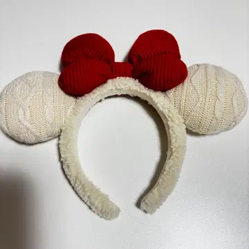 미키 자수 니트 머리띠