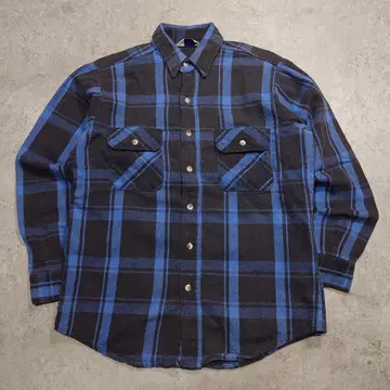 80s FIVE BROTHER 체크 플란넬 셔츠 USA제 호배색 M