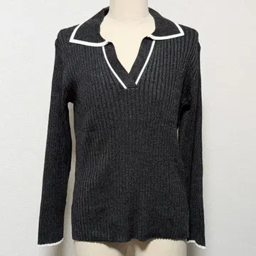 NANO universe 멜란지 스키퍼 바이컬러 니트 풀오버