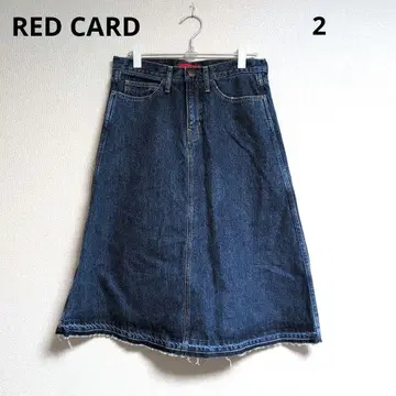 0463 RED CARD 컷팅 무릎 아래 기장 데님 스커트 2