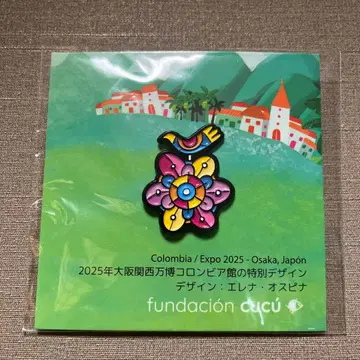 오사카 간사이 만박 컬럼비아관 핀 배지 꽃과 새