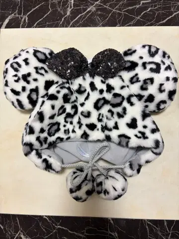 레오파드 무늬 미키 귀 모자