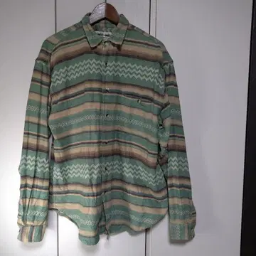 긴팔 플란넬 셔츠 그린 계열 스트라이프