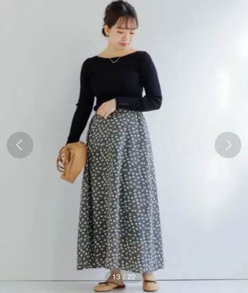 [ green label relaxing ] 플라워 프린트 플레어 스커트