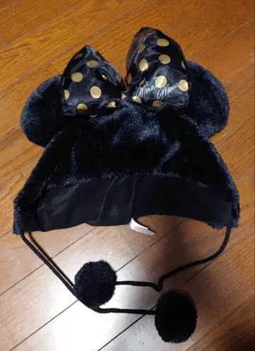 미니 도트 리본 튤 팬캡 블랙 검정 디즈니 단종