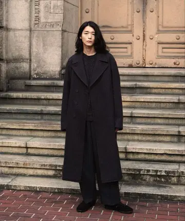 SMOOTH HERRINGBONE MAXI OVER COAT M 사이즈