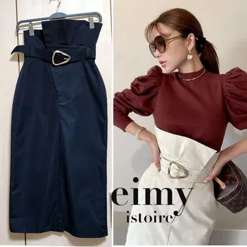 새상품급 에이미 이스트 월 버클 하이웨스트 스커트 블랙 S 사이즈