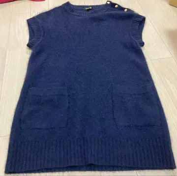 드로어 캐시미어 니트 베스트 네이비