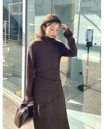 당일 발송 Kastane 니트 메로우 원피스 브라운
