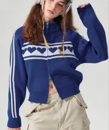 ALAND WONDER VISITOR 하트 무늬 지퍼 니트