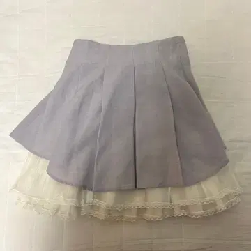 Secret Honey 연보라 미니 스커트 플리츠 프릴 백리본 포함