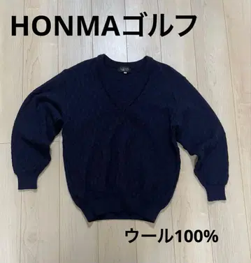 HONMA 골프 네이비 울 100% 스웨터 L 사이즈