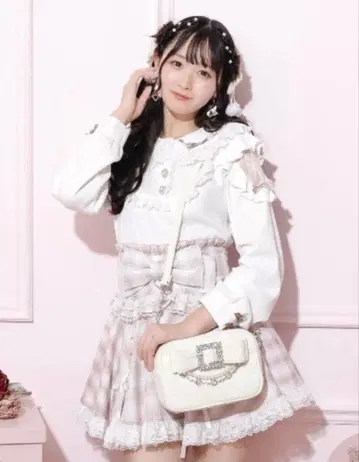 NOEMIE 아가씨 트위드 리본 비쥬 숄더백