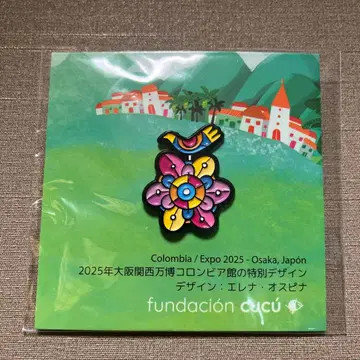 오사카 간사이 만박 컬럼비아관 핀 배지 꽃과 새