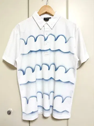 무타 마린 피케 셔츠 화이트 x 블루