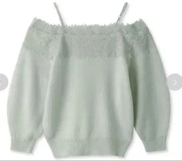 SINDIEL 레이스 오프숄더 니트 민트
