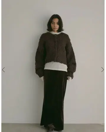 에트레토쿄 I라인 벨로아 스커트 브라운 ETRE TOKYO