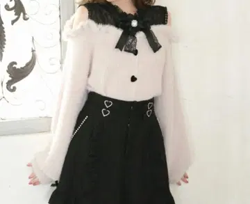 오프숄더 니트 스웨터 핑크