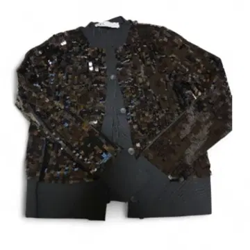 ZARA 그레이 스팽글 장식 니트 가디건