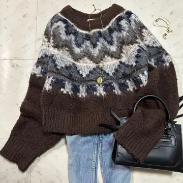 새상품급 뷰티&유스 알파카 블렌드 노르딕 니트 풀오버