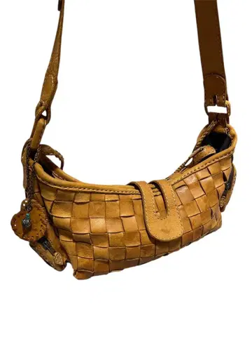 로비타 ROBITA 2way 숄더백 뜨개질 가죽 카멜