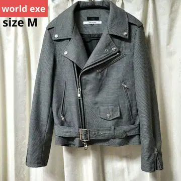 더블 라이더 자켓 울 혼방 수트 소재 world exe M