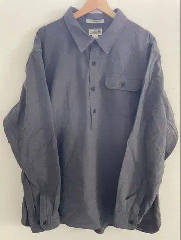 llbean 그레이 긴팔 피케 셔츠 프론트 포켓 부착