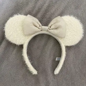 디즈니 크리스마스 머리띠 미니 퍼 화이트