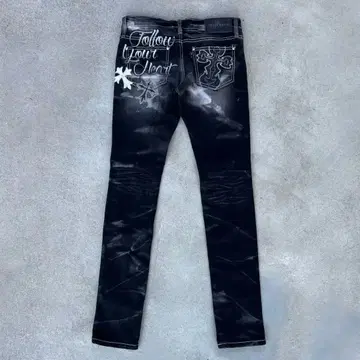 십자가 스키니 블랙 데님 크로스 v계 헤이세이 갸루 남자 고딕