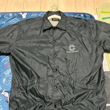 Pla-jac 블랙 나일론 자켓 오버 사이즈 드로 코드 포함