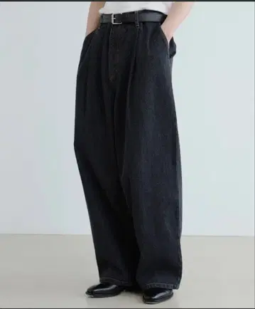 SINSS 다크 블루 와이드 레그 데님