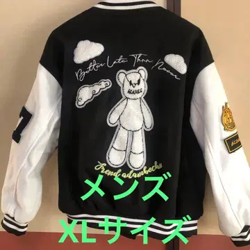 남성용 백 프린트 바시티 자켓 XL 블랙