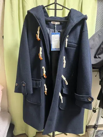 네이비 더플 코트 후드 부착 택 포함