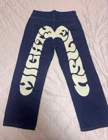 MIGHTY 로고 하이웨스트 데님 팬츠