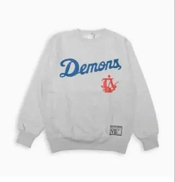 7union Demons 로고 크루넥 맨투맨 그레이