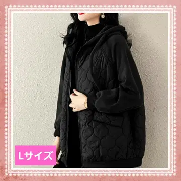 블랙 퀼팅 자켓 후드 부착 후드티 겨울 블랙 빅 루즈핏