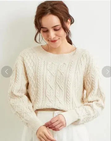 새상품급 그린 라벨 면 코튼 100% 케이블 니트 숏 기장 케이블 짜임