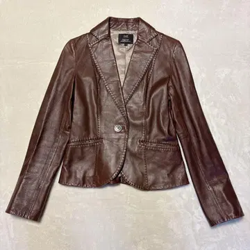 23구 가죽 테일러드 자켓 싱글 버튼 램 가죽 브라운 38