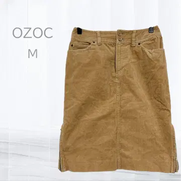오조크 코듀로이 미디 스커트 M 사이즈 베이지