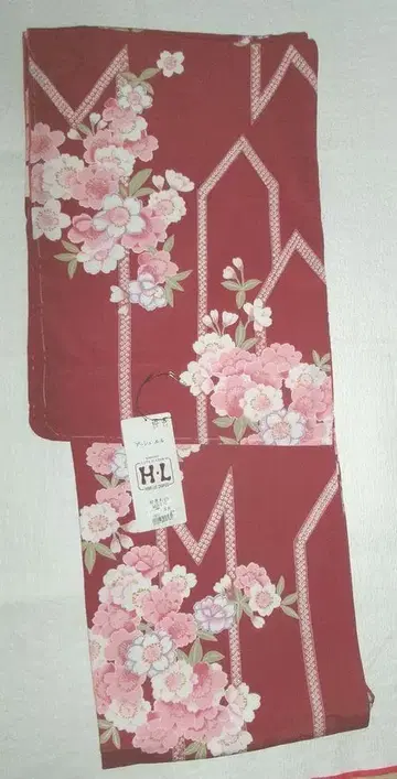 이중 기모노 워셔블 기모노 탁한 로즈 빨간색 L 사이즈