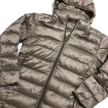 UNIQLO 남성용 울트라 라이트 롱 다운 후디드 코트 S 베이지