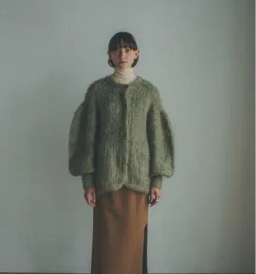 clane 올리브 그린 모헤어 가디건