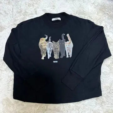 FURFUR 고양이 맨투맨 오버 사이즈 프린트 맨투맨